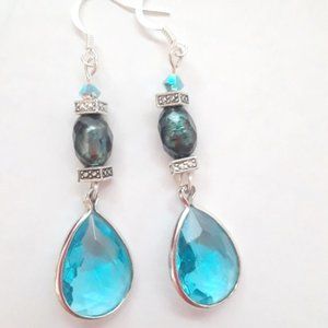 Labradorite and blue Topaz earrings.